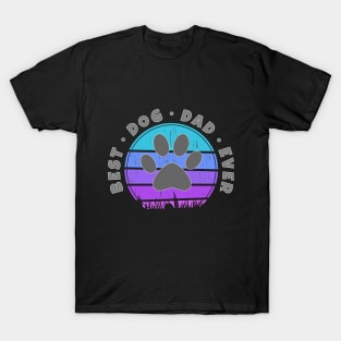 Best Dog Dad Ever Retro Sunset Vector v.5 T-Shirt